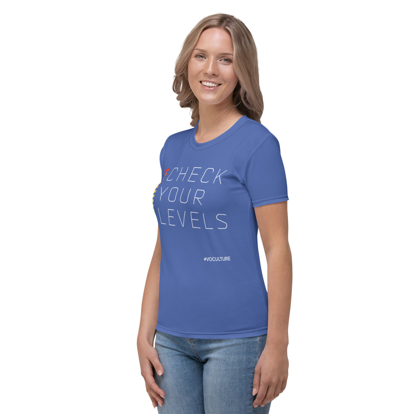 CHECK YOUR LEVELS Women's T-shirt blue